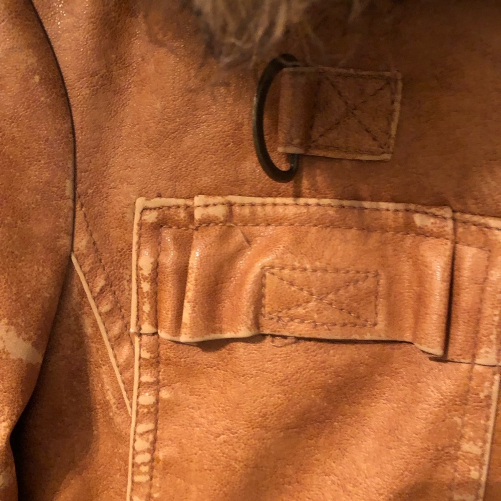Women’s leather like distressed jacket